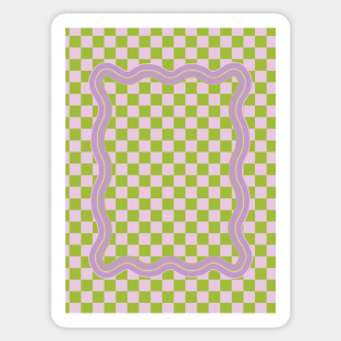 90s Checkerboard - Green-Purple Sticker